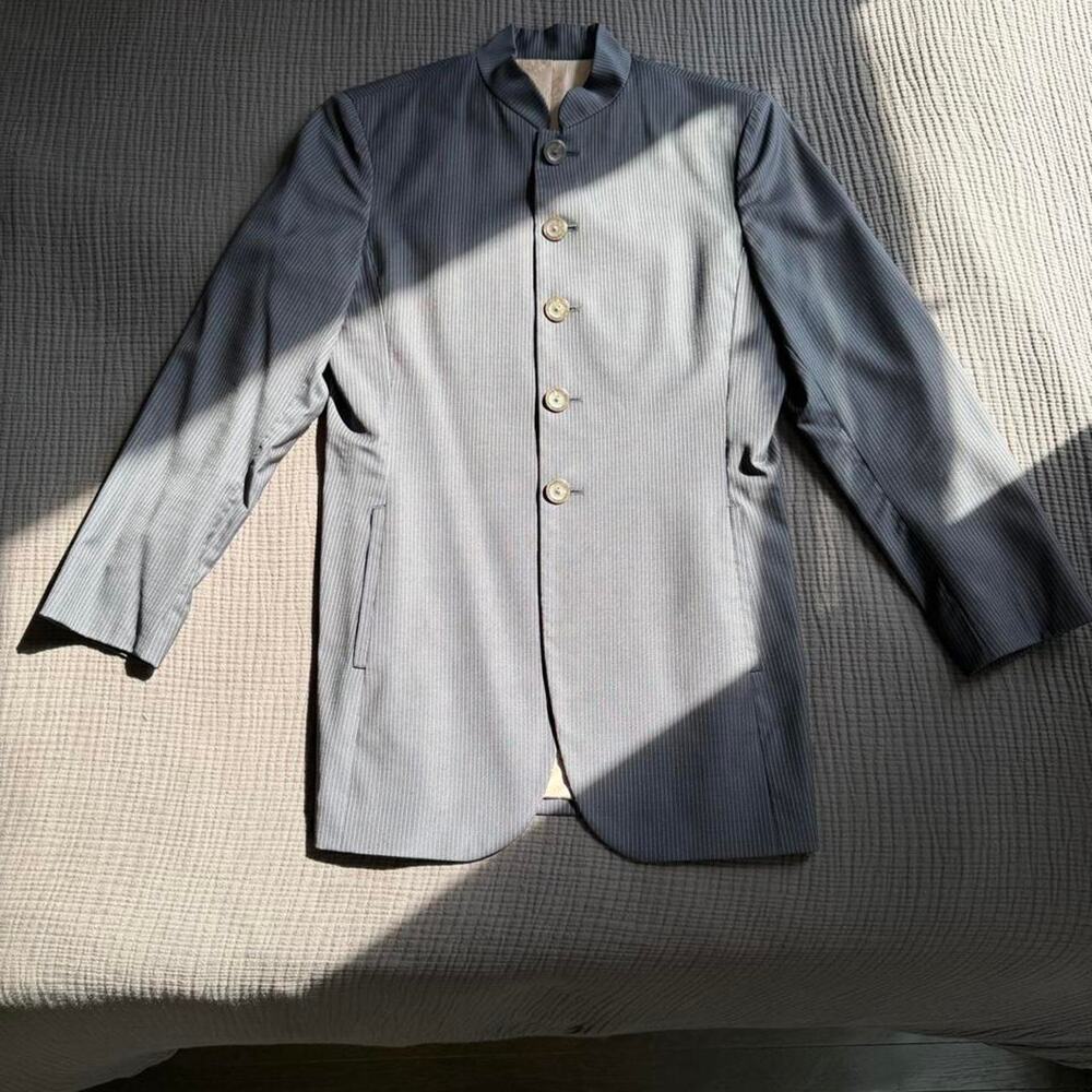Vintage 90s Jean Paul Gaultier Classique Mandarin Collar Pinstripe Blazer